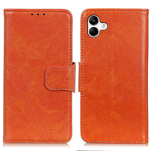 Leather Case Stands Flip Cover Holder N05P for Samsung Galaxy F04 Orange