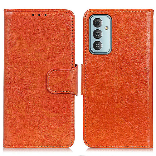 Leather Case Stands Flip Cover Holder N05P for Samsung Galaxy F23 5G Orange