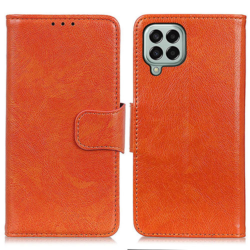 Leather Case Stands Flip Cover Holder N05P for Samsung Galaxy M33 5G Orange