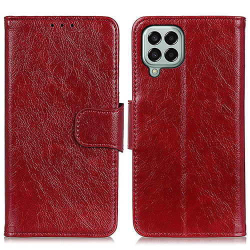 Leather Case Stands Flip Cover Holder N05P for Samsung Galaxy M33 5G Red