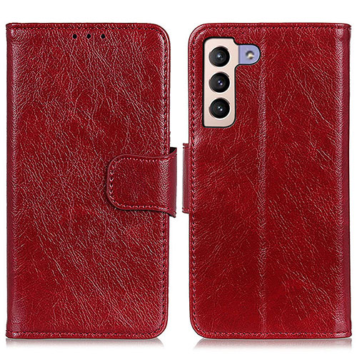 Leather Case Stands Flip Cover Holder N05P for Samsung Galaxy S21 5G Red