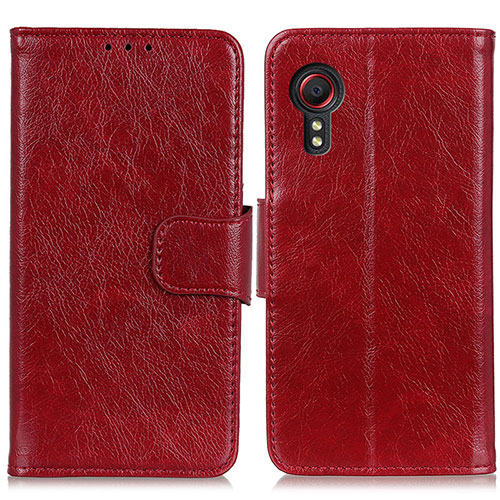 Leather Case Stands Flip Cover Holder N05P for Samsung Galaxy XCover 5 SM-G525F Red