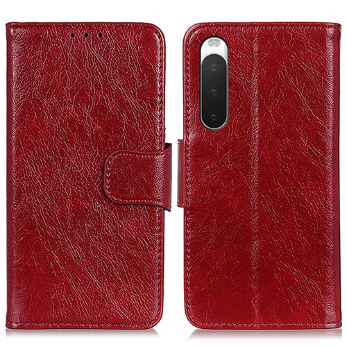 Leather Case Stands Flip Cover Holder N05P for Sony Xperia 10 IV Red