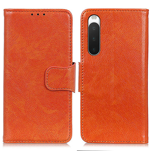 Leather Case Stands Flip Cover Holder N05P for Sony Xperia 10 IV SOG07 Orange