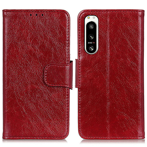 Leather Case Stands Flip Cover Holder N05P for Sony Xperia 5 IV Red