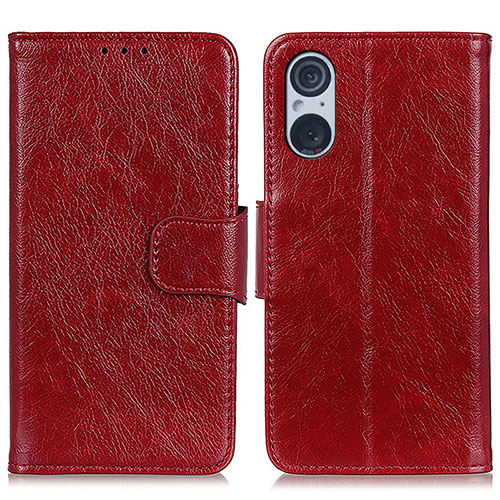 Leather Case Stands Flip Cover Holder N05P for Sony Xperia 5 V Red