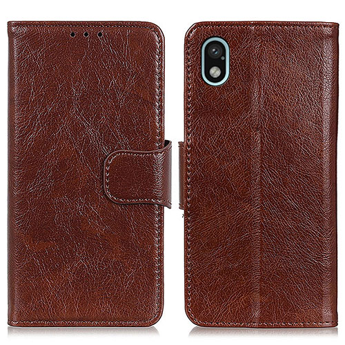 Leather Case Stands Flip Cover Holder N05P for Sony Xperia Ace III SO-53C Brown