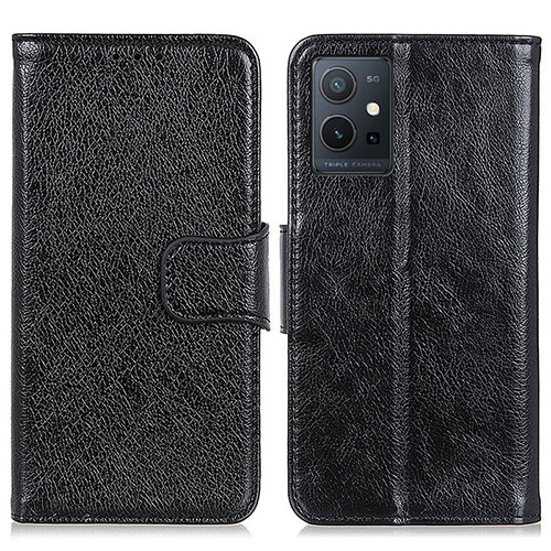 Leather Case Stands Flip Cover Holder N05P for Vivo iQOO Z6 5G Black