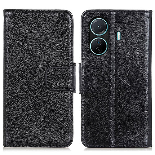 Leather Case Stands Flip Cover Holder N05P for Vivo iQOO Z6 Pro 5G Black