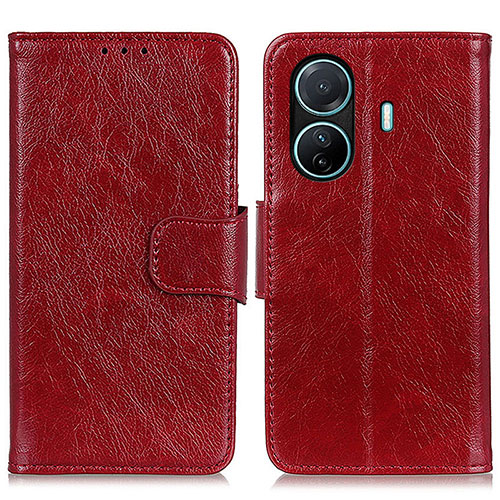 Leather Case Stands Flip Cover Holder N05P for Vivo T1 5G Red