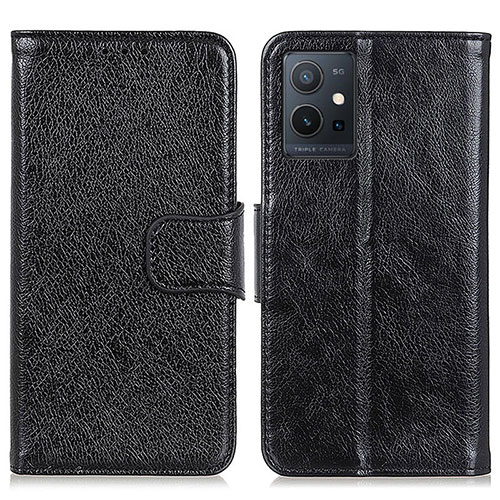 Leather Case Stands Flip Cover Holder N05P for Vivo Y55 5G Black