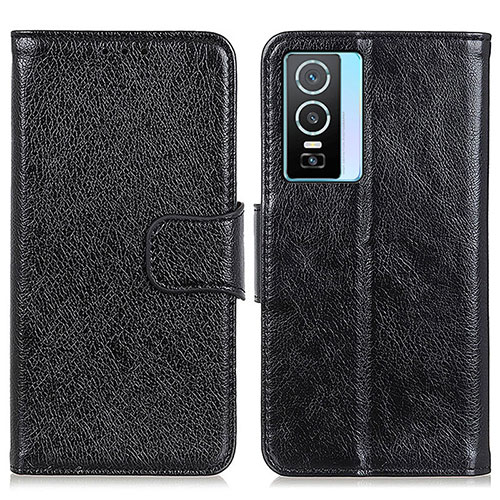 Leather Case Stands Flip Cover Holder N05P for Vivo Y74s 5G Black