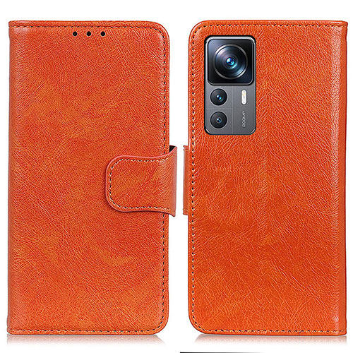 Leather Case Stands Flip Cover Holder N05P for Xiaomi Mi 12T Pro 5G Orange