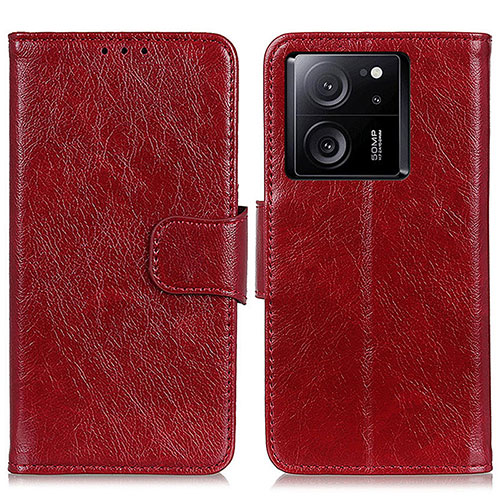 Leather Case Stands Flip Cover Holder N05P for Xiaomi Mi 13T Pro 5G Red