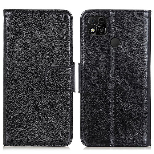 Leather Case Stands Flip Cover Holder N05P for Xiaomi POCO C3 Black
