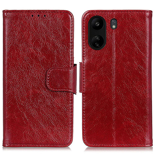 Leather Case Stands Flip Cover Holder N05P for Xiaomi Poco C65 Red