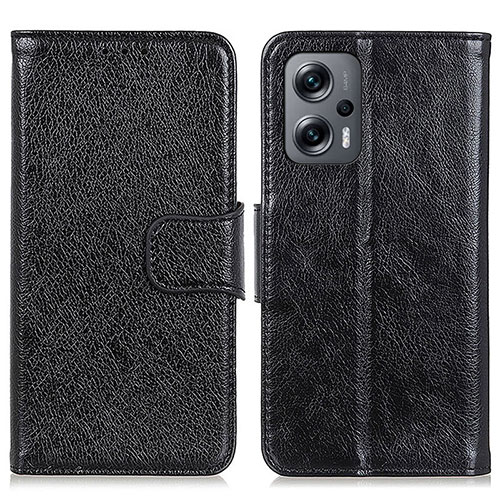 Leather Case Stands Flip Cover Holder N05P for Xiaomi Poco F5 5G Black