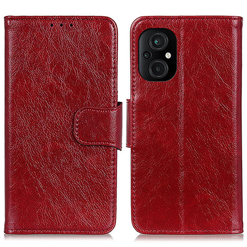 Leather Case Stands Flip Cover Holder N05P for Xiaomi Poco M5 4G Red