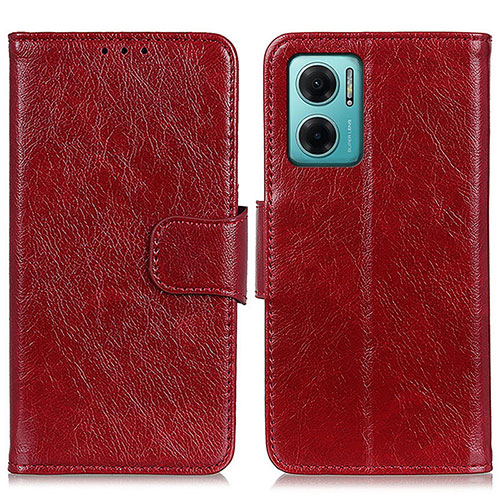 Leather Case Stands Flip Cover Holder N05P for Xiaomi Redmi 10 Prime Plus 5G Red