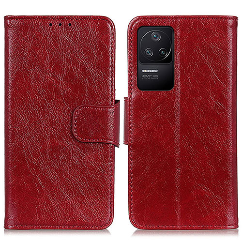 Leather Case Stands Flip Cover Holder N05P for Xiaomi Redmi K40S 5G Red