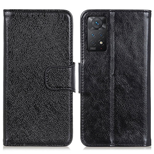 Leather Case Stands Flip Cover Holder N05P for Xiaomi Redmi Note 11 Pro 4G Black