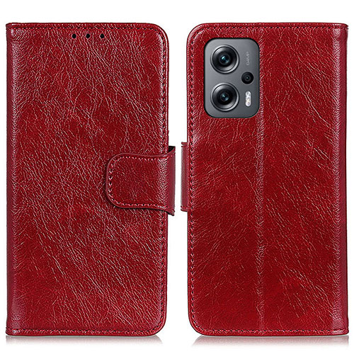 Leather Case Stands Flip Cover Holder N05P for Xiaomi Redmi Note 11T Pro+ Plus 5G Red