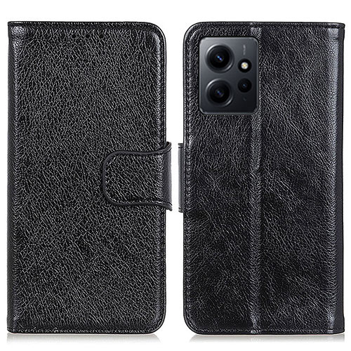 Leather Case Stands Flip Cover Holder N05P for Xiaomi Redmi Note 12 4G Black