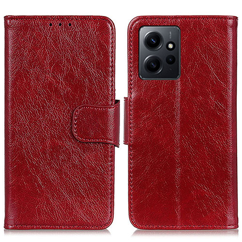 Leather Case Stands Flip Cover Holder N05P for Xiaomi Redmi Note 12 4G Red