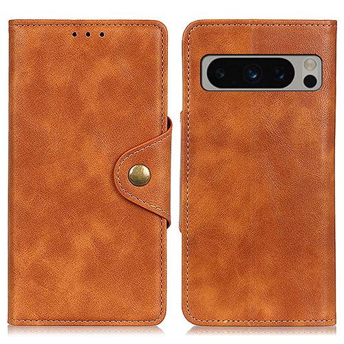 Leather Case Stands Flip Cover Holder N06P for Google Pixel 8 Pro 5G Brown
