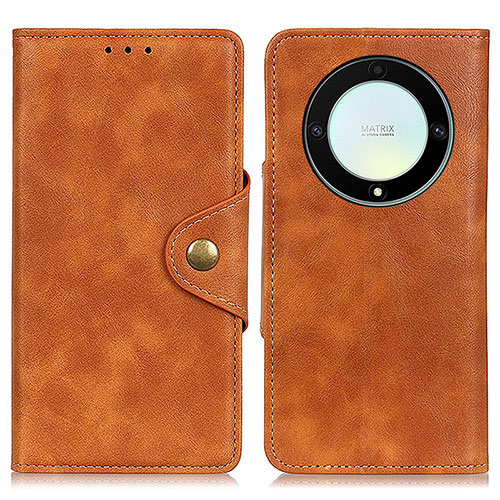 Leather Case Stands Flip Cover Holder N06P for Huawei Honor X9a 5G Brown