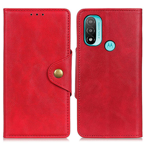 Leather Case Stands Flip Cover Holder N06P for Motorola Moto E30 Red