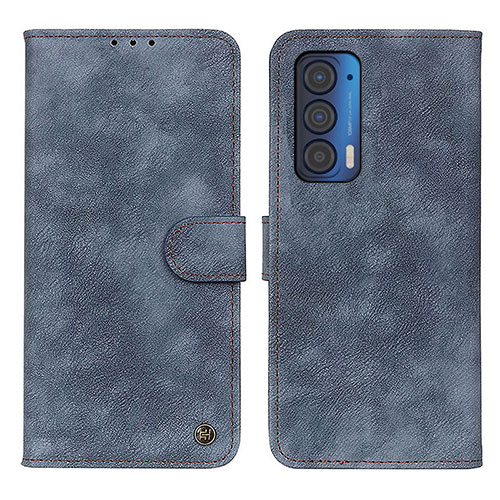 Leather Case Stands Flip Cover Holder N06P for Motorola Moto Edge (2021) 5G Blue