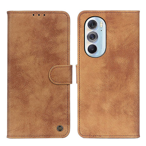 Leather Case Stands Flip Cover Holder N06P for Motorola Moto Edge 30 Pro 5G Brown