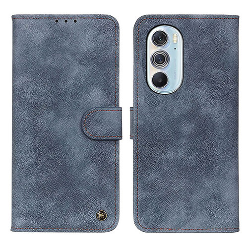 Leather Case Stands Flip Cover Holder N06P for Motorola Moto Edge Plus (2022) 5G Blue