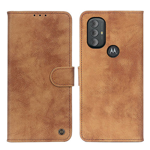 Leather Case Stands Flip Cover Holder N06P for Motorola Moto G Play (2023) Brown