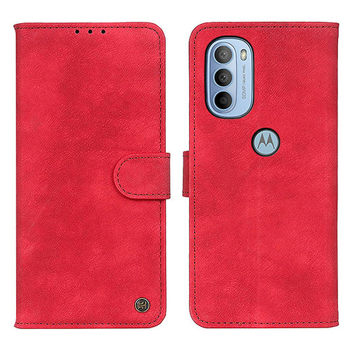 Leather Case Stands Flip Cover Holder N06P for Motorola Moto G31 Red