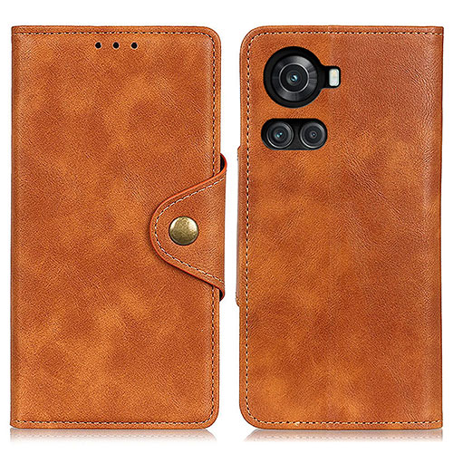 Leather Case Stands Flip Cover Holder N06P for OnePlus 10R 5G Brown