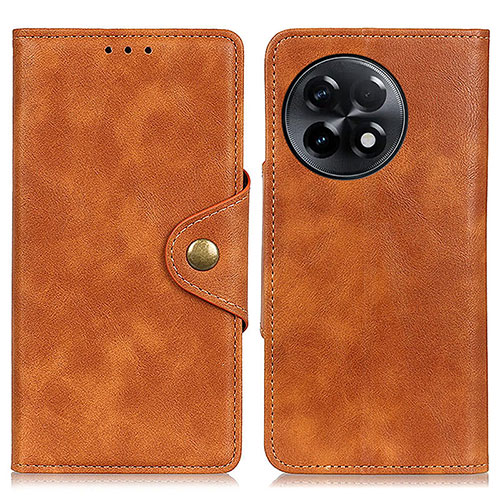 Leather Case Stands Flip Cover Holder N06P for OnePlus Ace 2 5G Brown