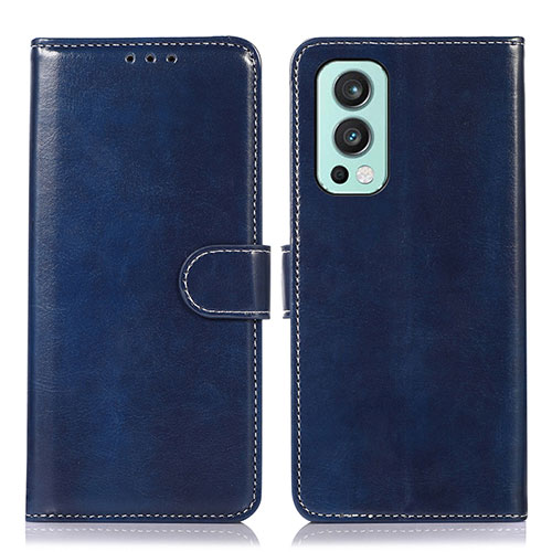 Leather Case Stands Flip Cover Holder N06P for OnePlus Nord 2 5G Blue