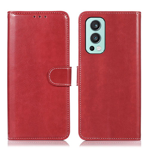 Leather Case Stands Flip Cover Holder N06P for OnePlus Nord 2 5G Red