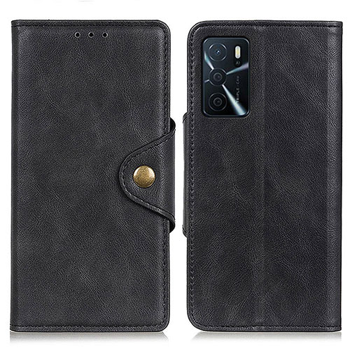 Leather Case Stands Flip Cover Holder N06P for Oppo A16s Black