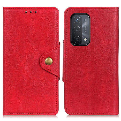 Leather Case Stands Flip Cover Holder N06P for Oppo A54 5G Red