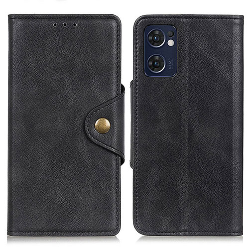 Leather Case Stands Flip Cover Holder N06P for Oppo Find X5 Lite 5G Black