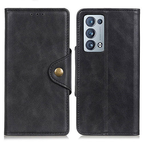 Leather Case Stands Flip Cover Holder N06P for Oppo Reno6 Pro+ Plus 5G Black