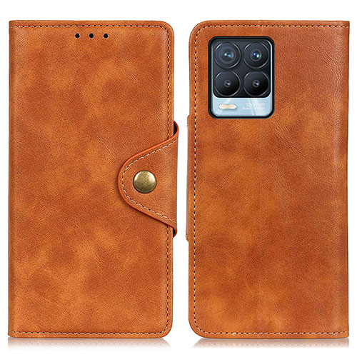 Leather Case Stands Flip Cover Holder N06P for Realme 8 4G Brown