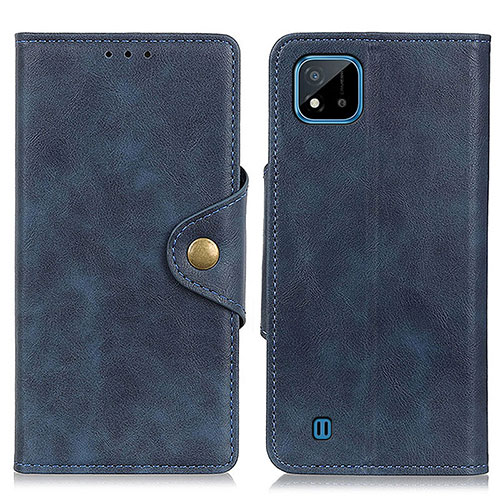 Leather Case Stands Flip Cover Holder N06P for Realme C20 Blue