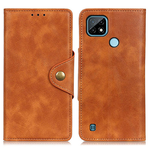 Leather Case Stands Flip Cover Holder N06P for Realme C21 Brown