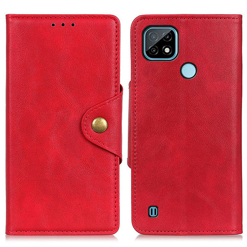 Leather Case Stands Flip Cover Holder N06P for Realme C21 Red