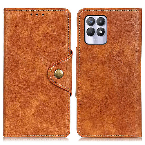 Leather Case Stands Flip Cover Holder N06P for Realme Narzo 50 4G Brown