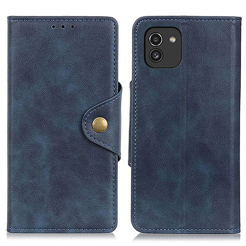 Leather Case Stands Flip Cover Holder N06P for Samsung Galaxy A03 Blue